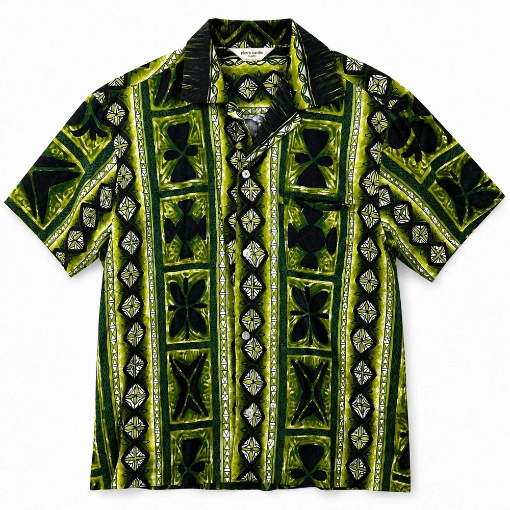 Vintage 60s 70s Hawaiian Honeymoon Set Green Tropical Aloha Barkcloth Matching